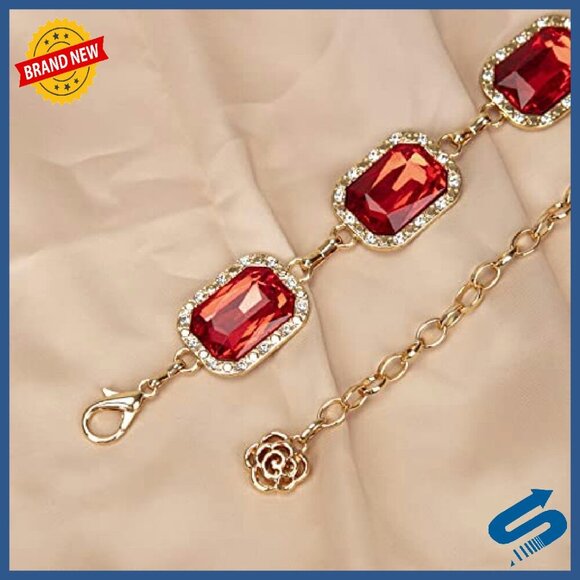 Green Glass Diamond Chain Belt - Western Style Dress Accessory 46.5in main image 4